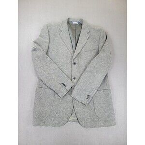 Lands End Blazer Mens 44‎ Long Gray Cotton Wool Cashmere Blend Made USA Jacket